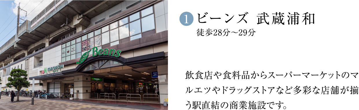 (1)ビーンズ 武蔵浦和（徒歩28分〜29分）